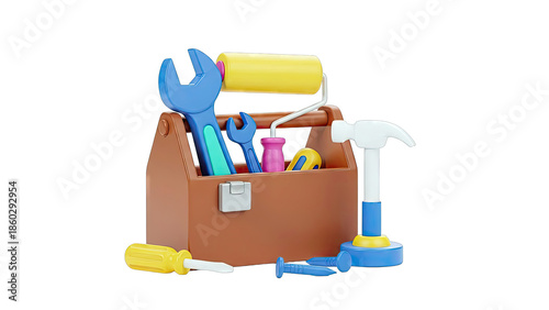 Toolbox with Tools: Repair and Construction Concept