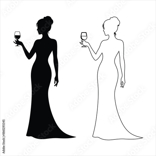 Woman drinking silhouette vector, on white background.  vector illustration design.
