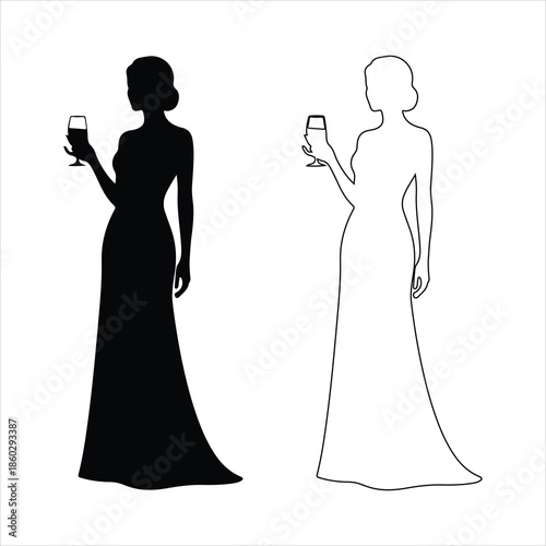 Woman drinking silhouette vector, on white background.  vector illustration design.