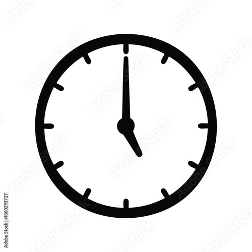 Simple clock icon showing five o'clock with a minimalist design