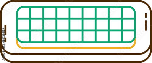 Flat design icon of a harmonica with black background and grid design