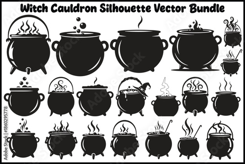 Witch Cauldron Silhouette Vector Bundle