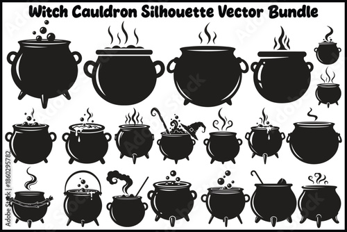 Witch Cauldron Silhouette Vector Bundle