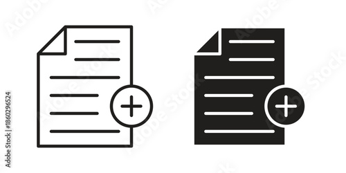 Add document icons. glyph icon vector on white background. Flat and line vector