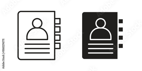 Address book icons. glyph icon vector on white background. Flat and line vector