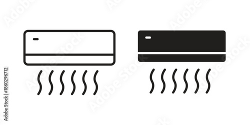 Air conditioner icons. glyph icon vector on white background. Flat and line vector
