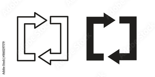 Arrows repeat icons. glyph icon vector on white background. Flat and line vector