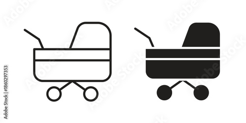 Baby carriage icons. glyph icon vector on white background. Flat and line vector