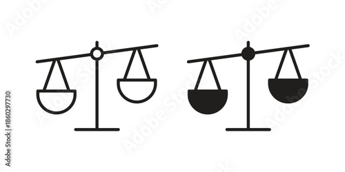 Balance scale icons. glyph icon vector on white background. Flat and line vector