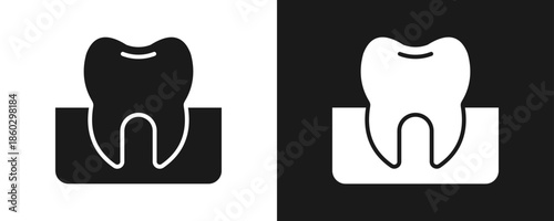 Bild auf Leinwand Premolar Icon Set Glyph In White And Black Background