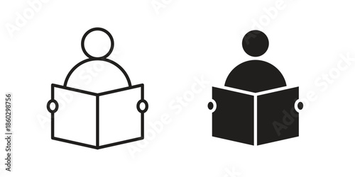 Book open reader icons. glyph icon vector on white background. Flat and line vector