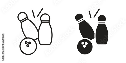 Bowling icons. glyph icon vector on white background. Flat and line vector