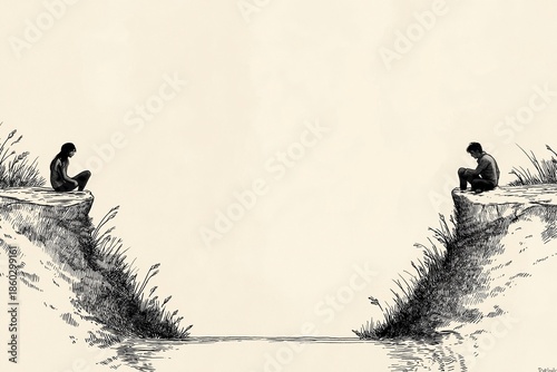 Two People Separated by a Gap, Concept of Distance and Relationship Breakdown