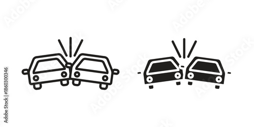 Car crash icons. glyph icon vector on white background. Flat and line vector