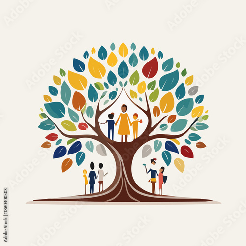 Diverse Community Flourishes Together in a Vibrant Tree of Life.