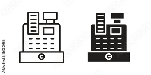 Cash register icons. glyph icon vector on white background. Flat and line vector