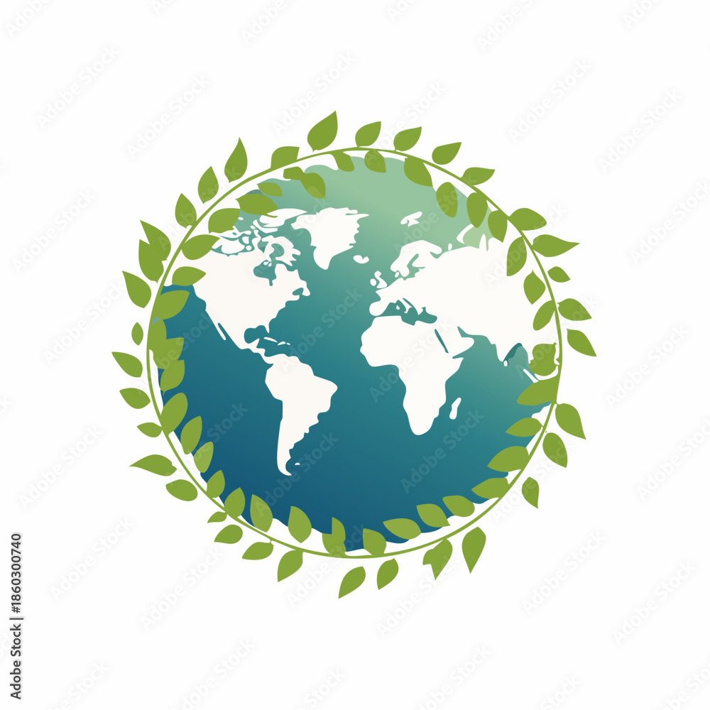 Obraz premium Earth Day - A World Encircled by Green Leaves.