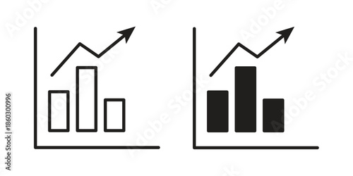 Chart histogram icons. glyph icon vector on white background. Flat and line vector