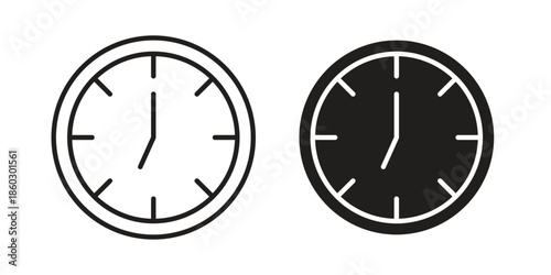 Clock seven icons. glyph icon vector on white background. Flat and line vector