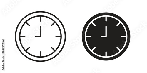 Clock nine icons. glyph icon vector on white background. Flat and line vector