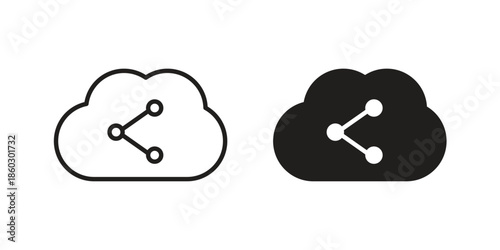 Cloud share icons. glyph icon vector on white background. Flat and line vector