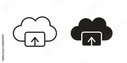 Cloud upload icons. glyph icon vector on white background. Flat and line vector