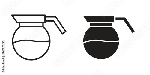 Coffee pot icons. glyph icon vector on white background. Flat and line vector