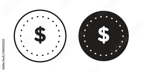 Coin icons. glyph icon vector on white background. Flat and line vector