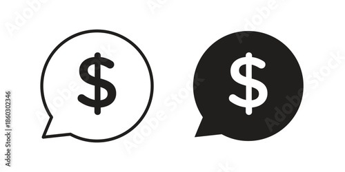 Comment dollar icons. glyph icon vector on white background. Flat and line vector
