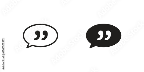 Comment quote icons. glyph icon vector on white background. Flat and line vector