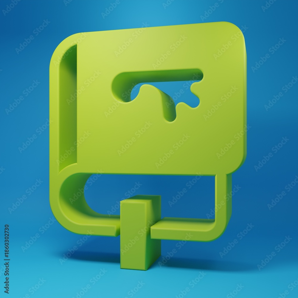 Fototapeta premium Green Viking book icon isolated on blue background. Minimalism concept. 3D render illustration