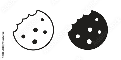 Cookie icons. glyph icon vector on white background. Flat and line vector