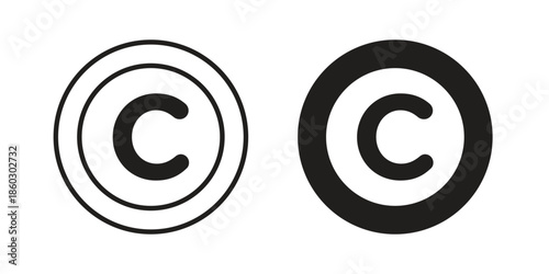 Copyright icons. glyph icon vector on white background. Flat and line vector