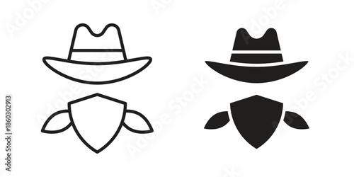 Cowboy icons. glyph icon vector on white background. Flat and line vector