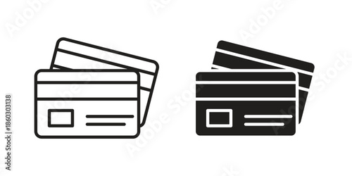 Credit card icons. glyph icon vector on white background. Flat and line vector