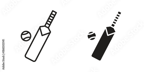Cricket icons. glyph icon vector on white background. Flat and line vector