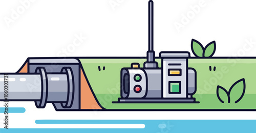 Water pipe and pump system for irrigation or drainage.