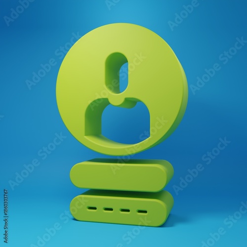 Green Create account screen icon isolated on blue background. Minimalism concept. 3D render illustration
