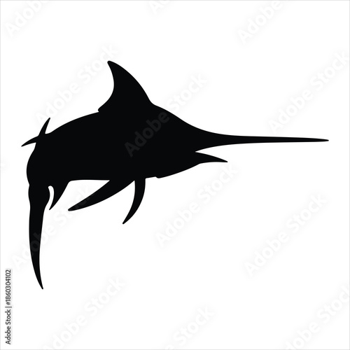 A collection of  swordfish silhouettes  illustrating vector on white background.  swordfish silhouette  and illustration isolated on white  background