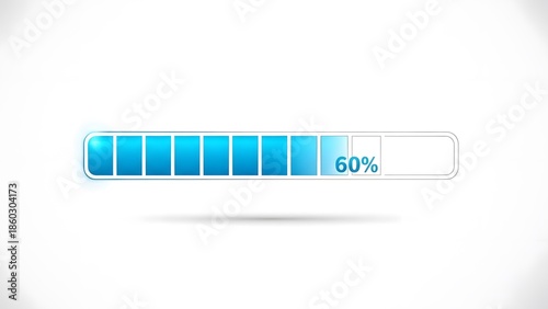 Progress bar indicating 60% completion, with a sleek, modern design and a light blue color scheme. It symbolizes ongoing process or loading state.