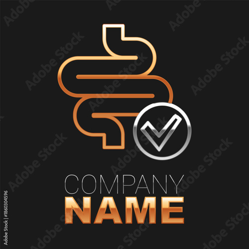 Line Intestines icon isolated on isolated on black background. Human body internal organs. Colorful outline concept. Vector