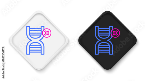 Line No GMO icon isolated on white background. Genetically modified organism acronym. Dna food modification. Colorful outline concept. Vector