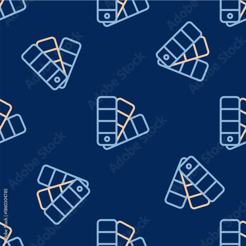 Line Color palette guide icon isolated seamless pattern on blue background. Vector