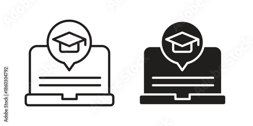 E learning icons. glyph icon vector on white background. Flat and line vector