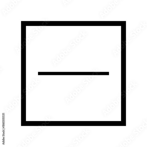 Square with a horizontal line inside. Dry flat. A square with one horizontal line in the middle. Information on the garment label. Garment labeling. Warning symbol.