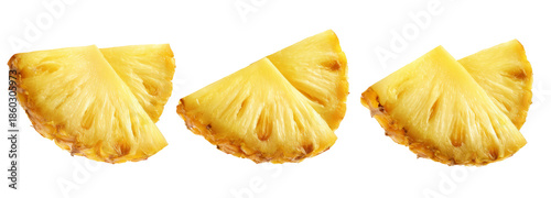 Fresh pineapple slices culinary delight transparent background studio lighting close-up view