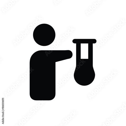 Minimal Vector Icon Lab Technician With Test Tube