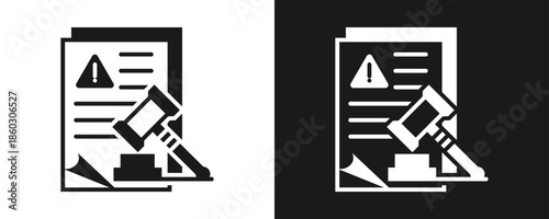 Legal Issue Icon Set Glyph In White And Black Background