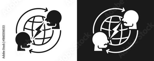 International Conflict Icon Set Glyph In White And Black Background