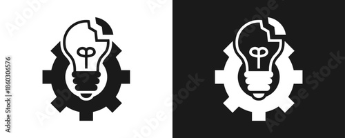 Innovation Disruption Icon Set Glyph In White And Black Background